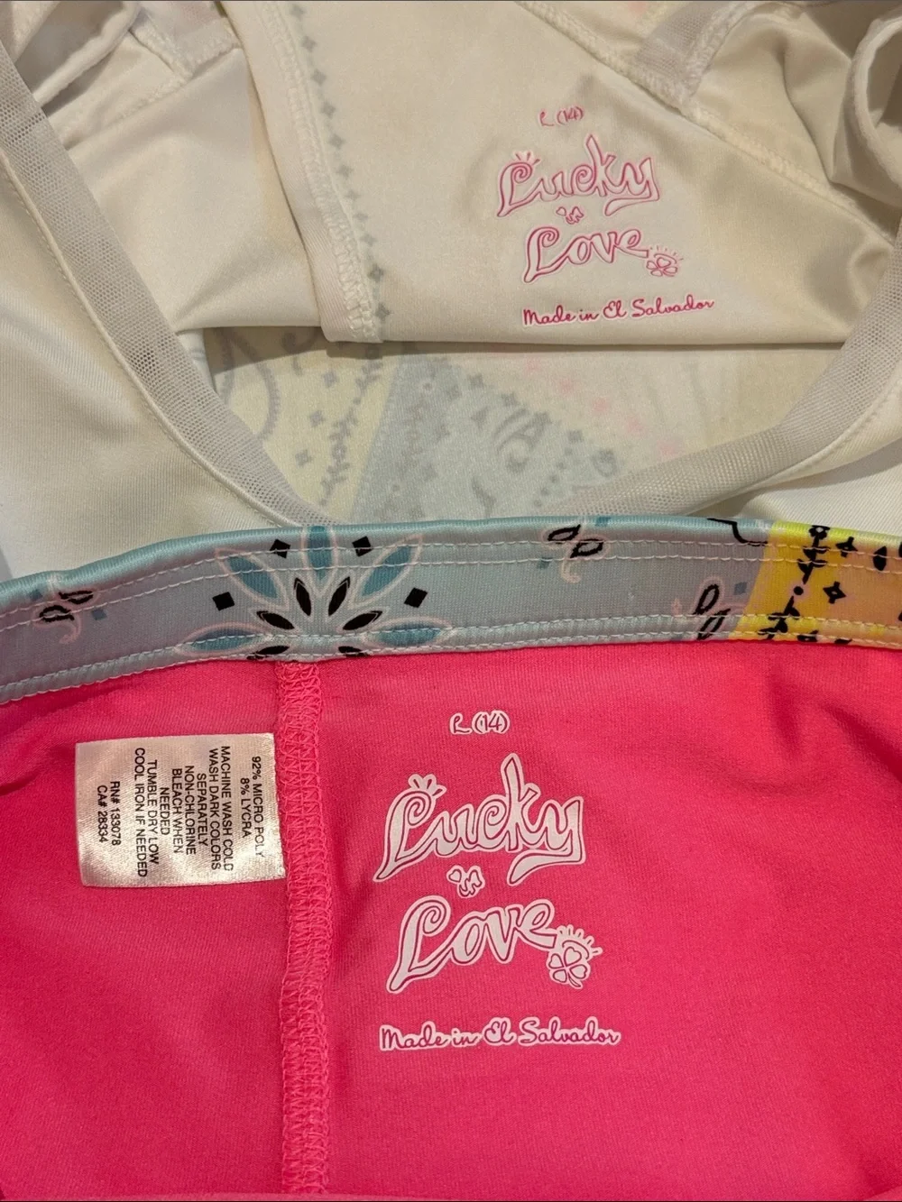 Kids Lucky in Love 2 pc. Bandana Halter Top Bright Pastel Skort Set L 1